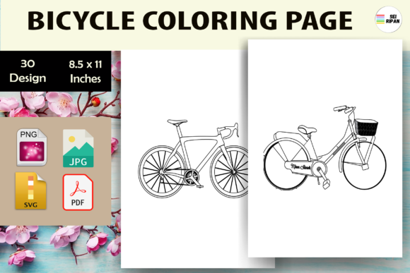 Bicycle Coloring Pages Graphics for Local Branding