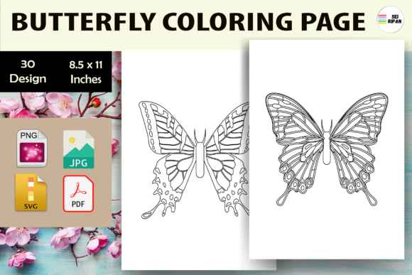 Butterfly Coloring Pages: Graphics for Brand-Ready Coloring Pages
