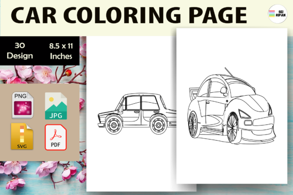Car Coloring Page 3 - KDP: Graphics & Coloring Pages for Real Projects