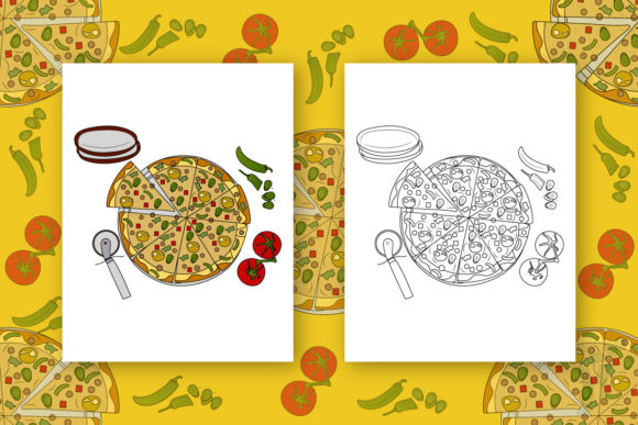 Cheesy Pizza Coloring Pages for Kids