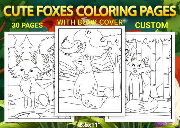 Cute Foxes Coloring Book with Book Cover