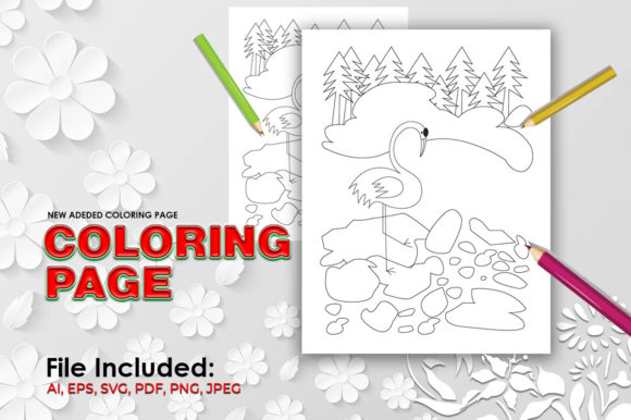 Flamingo Coloring Page for Kids: Graphics & Coloring Pages