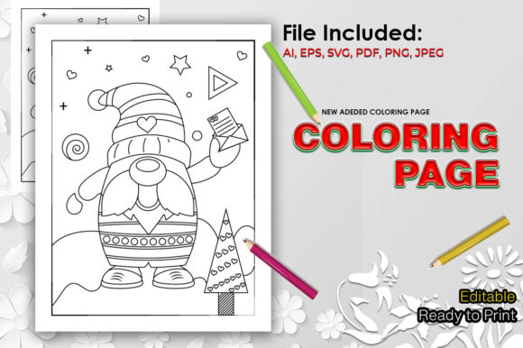Gnome Coloring Page for Kids SVG Vol 1