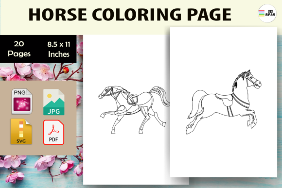 Horse Coloring Page 2 - KDP Graphics & Coloring Pages