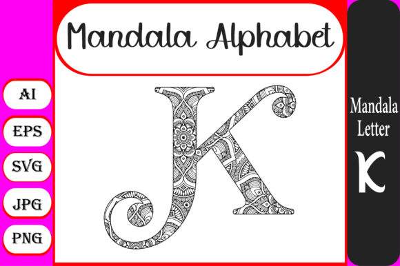 Mandala Alphabet K Graphics & Coloring Pages