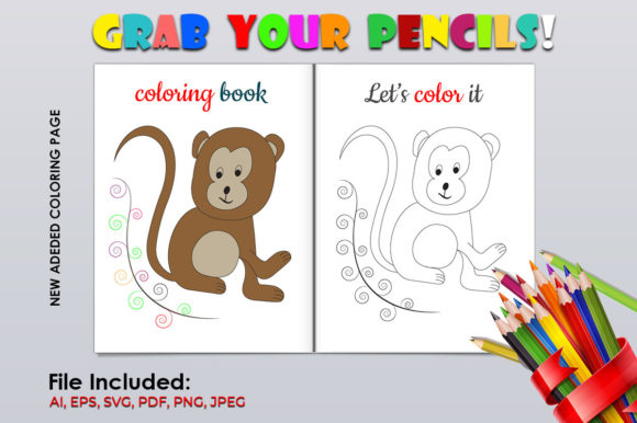 Monkey Animal Coloring Page for Kids