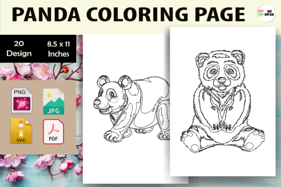 Panda Coloring Pages Graphics for Creative Sellers