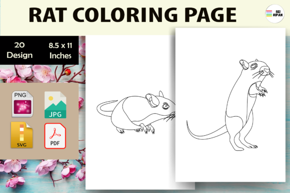 Rat Coloring Pages Graphics for Kids & Commercial Coloring Pages