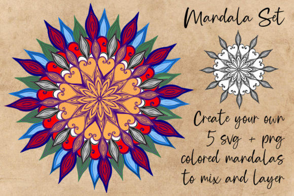 SVG Mandala Clipart Flower Graphics & Illustrations