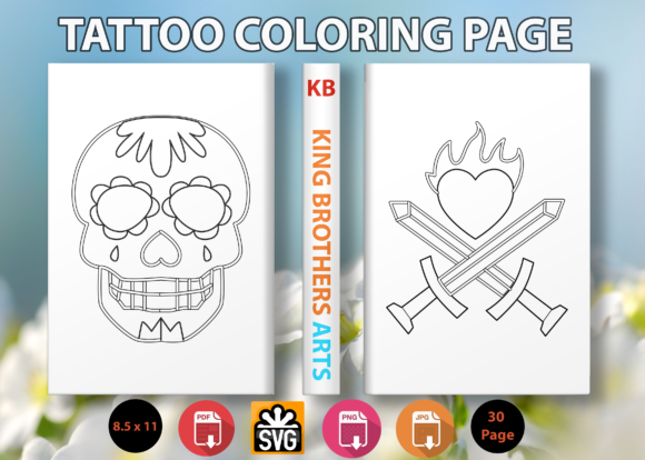 Tattoo Coloring Page - 1: Graphics & Coloring Pages for Sellers
