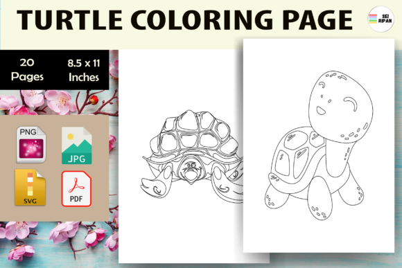Turtle Coloring Page 2 - KDP: Graphics & Coloring Pages