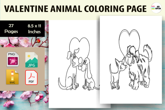 Valentine Animal Coloring Pages Graphics